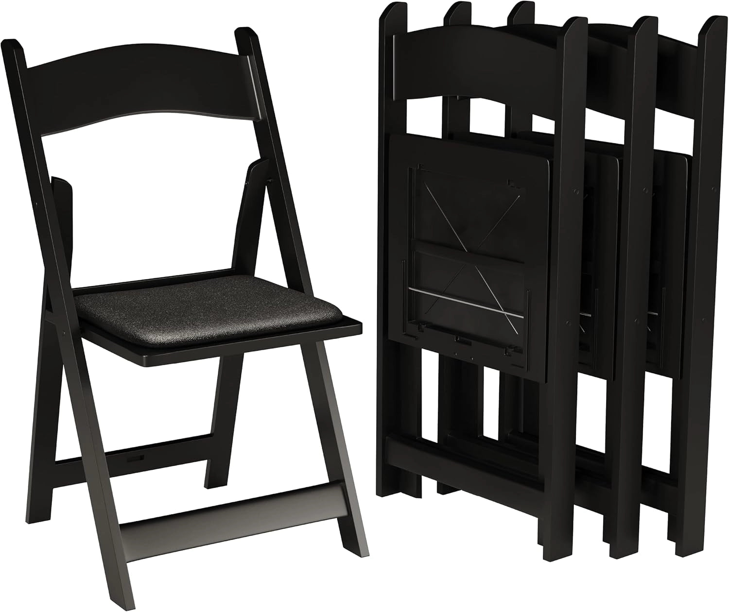 SIMPLEX Black Resin Stackable Folding Chairs